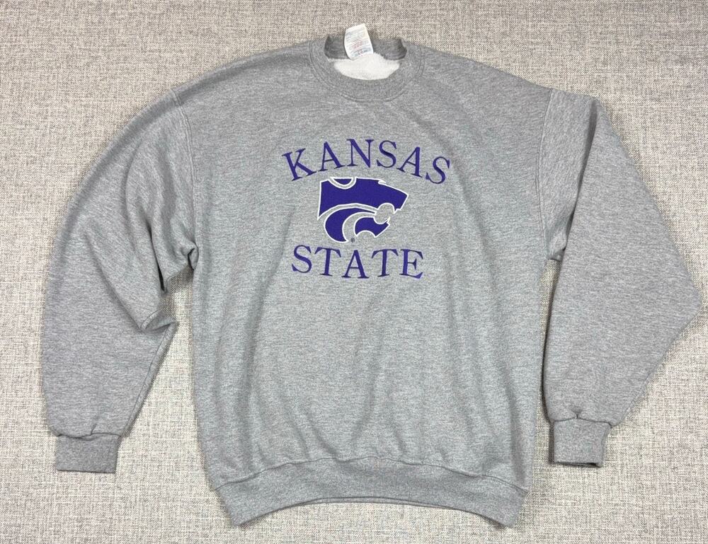 Vintage Kansas State Wildcats Sweatshirt Men’s L Gray Embroidered K-State